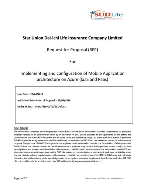Request for Proposal: Technical Support for the implementation .